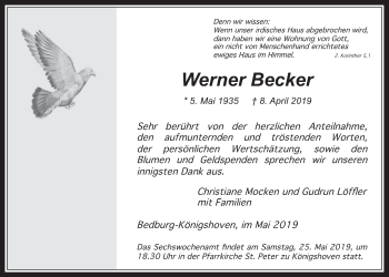 Anzeige von Werner Becker von  Werbepost 