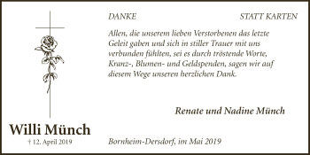 Anzeige von Willi Münch von  Schaufenster/Blickpunkt 