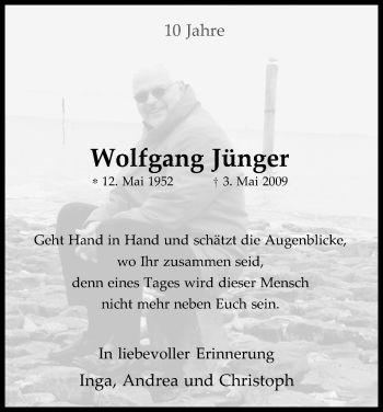 Anzeige von Wolfgang Jünger von Kölner Stadt-Anzeiger / Kölnische Rundschau / Express