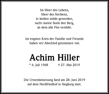 Anzeige von Achim Hiller von Kölner Stadt-Anzeiger / Kölnische Rundschau / Express