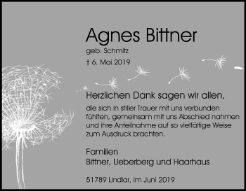 Anzeige von Agnes Bither von Kölner Stadt-Anzeiger / Kölnische Rundschau / Express