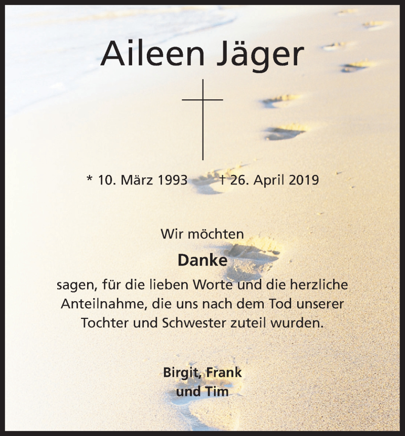  Traueranzeige für Aileen Jäger vom 18.07.2023 aus Kölner Stadt-Anzeiger / Kölnische Rundschau / Express