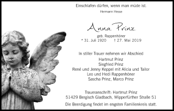 Anzeige von Anna Prinz von Kölner Stadt-Anzeiger / Kölnische Rundschau / Express