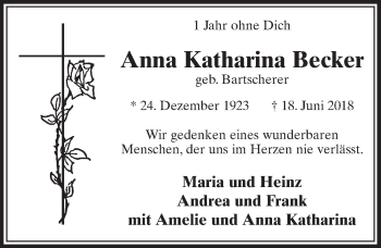 Anzeige von Anna Katharina Becker von  Schlossbote/Werbekurier 