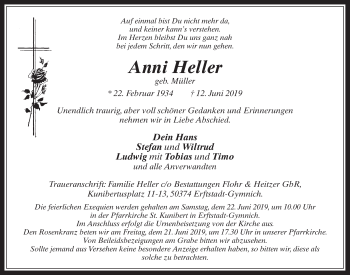 Anzeige von Anni Heller von  Werbepost 
