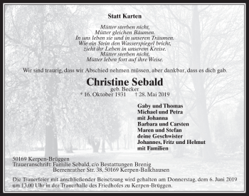 Anzeige von Christine Sebald von  Werbepost 