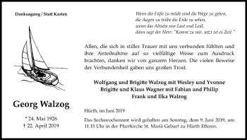 Anzeige von Georg Walzog von Kölner Stadt-Anzeiger / Kölnische Rundschau / Express