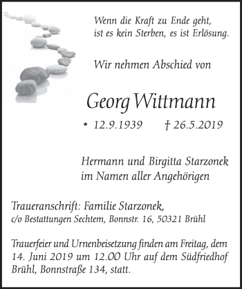 Anzeige von Georg Wittmann von  Schlossbote/Werbekurier 