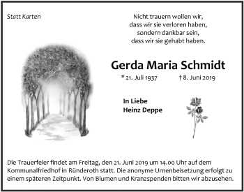 Anzeige von Gerda Maria Schmidt von  Anzeigen Echo 