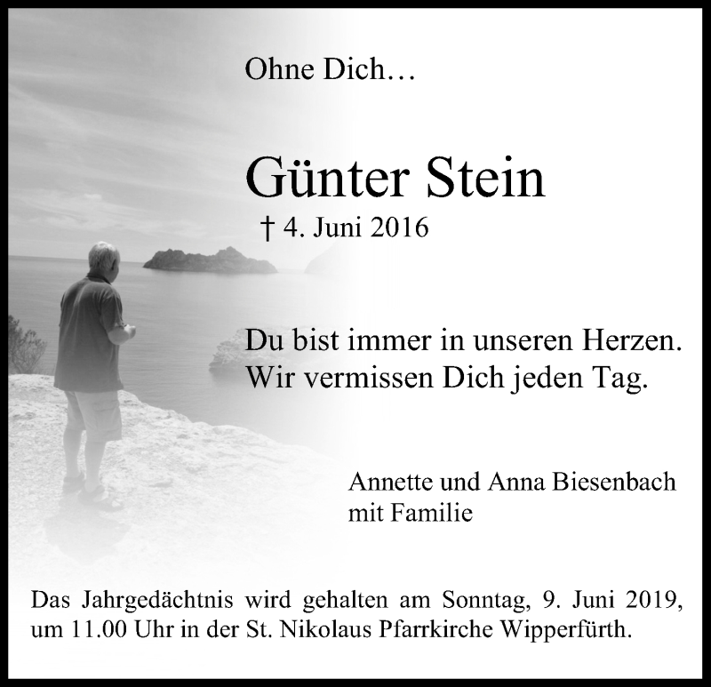  Traueranzeige für Günter Stein vom 04.06.2019 aus Kölner Stadt-Anzeiger / Kölnische Rundschau / Express