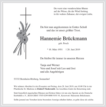 Anzeige von Hannemie Brückmann von  Schlossbote/Werbekurier  Werbepost 