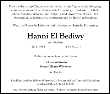 Anzeige von Hanni El Bediwy von  Schlossbote/Werbekurier 