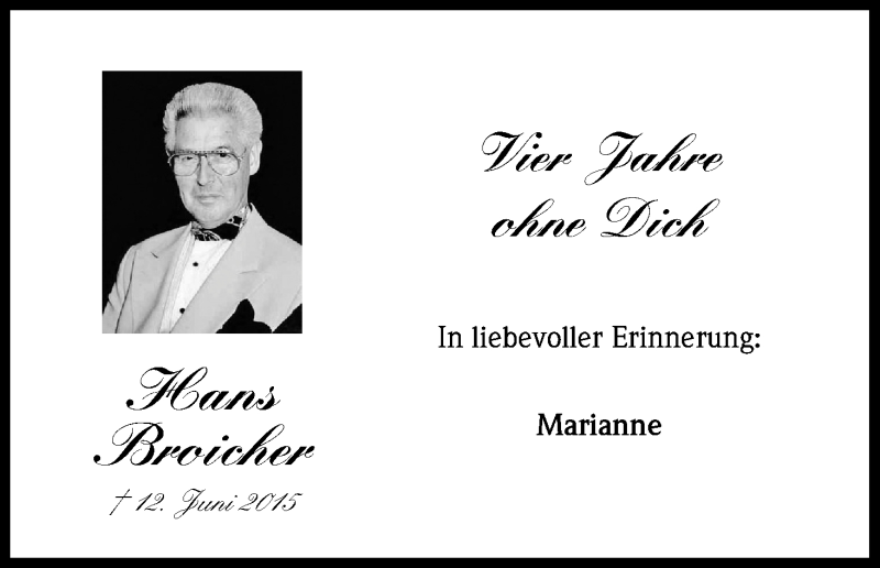  Traueranzeige für Hans Broicher vom 18.07.2023 aus Kölner Stadt-Anzeiger / Kölnische Rundschau / Express
