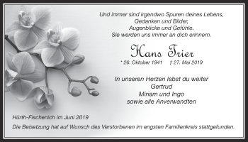 Anzeige von Hans Trier von  Wochenende 
