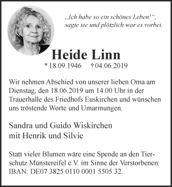 Anzeige von Heide Linn von  Blickpunkt Euskirchen 