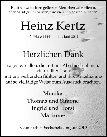 Anzeige von Heinz Kertz von Kölner Stadt-Anzeiger / Kölnische Rundschau / Express