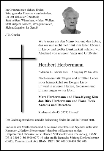 Anzeige von Heribert Herbermann von Kölner Stadt-Anzeiger / Kölnische Rundschau / Express