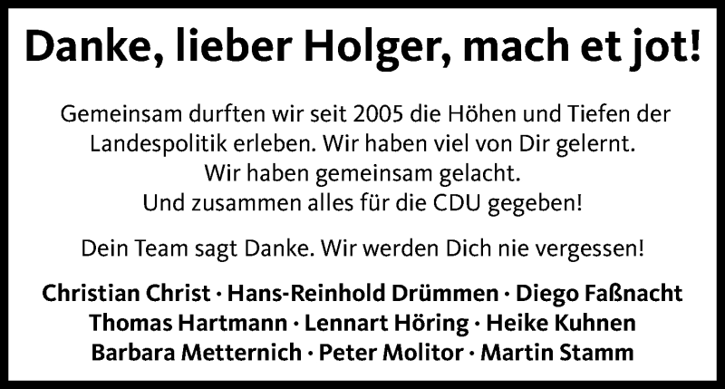  Traueranzeige für Holger Müller vom 15.06.2019 aus Kölner Stadt-Anzeiger / Kölnische Rundschau / Express