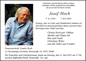 Anzeige von Josef Hoch von  Schlossbote/Werbekurier 