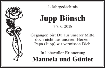 Anzeige von Jupp Bönsch von  Sonntags-Post 