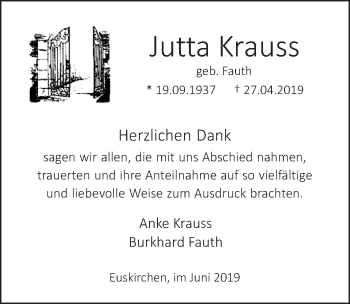 Anzeige von Jutta Krauss von  Blickpunkt Euskirchen 