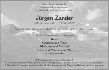 Anzeige von Jürgen Zander von  Blickpunkt Euskirchen 