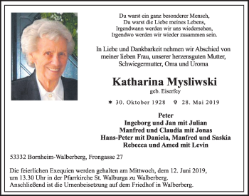 Anzeige von Katharina Mysliwski von  Schlossbote/Werbekurier 