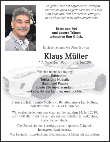 Anzeige von Klaus Müller von  Blickpunkt Euskirchen 