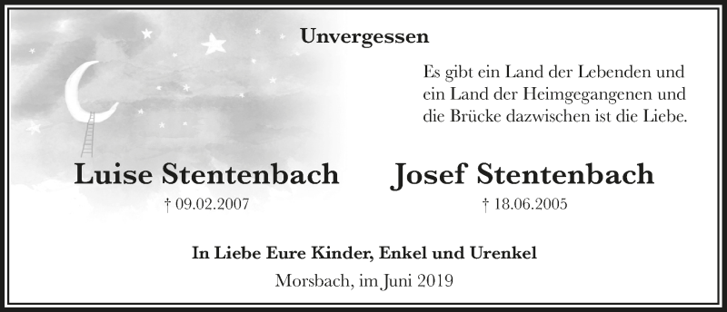  Traueranzeige für Luise Stentenbach vom 18.07.2023 aus  Lokalanzeiger 