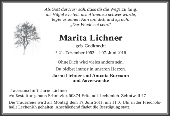 Anzeige von Marita Lichner von  Werbepost 
