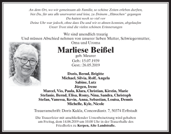 Anzeige von Marliese Beißel von  Werbepost 