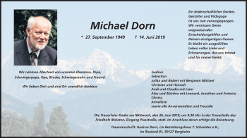 Anzeige von Michael Dorn von Kölner Stadt-Anzeiger / Kölnische Rundschau / Express