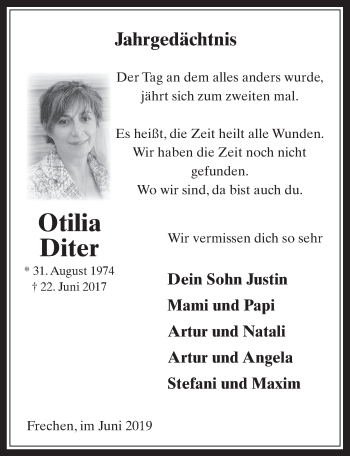 Anzeige von Otilia Diter von  Wochenende 