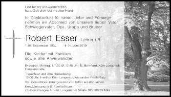 Anzeige von Robert Esser von Kölner Stadt-Anzeiger / Kölnische Rundschau / Express