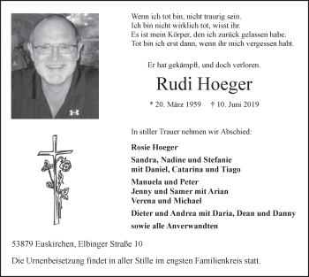 Anzeige von Rudi Hoeger von  Blickpunkt Euskirchen 