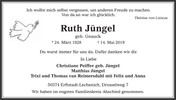 Anzeige von Ruth Jüngel von  Werbepost 
