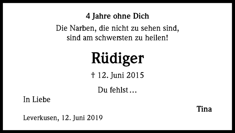  Traueranzeige für Rüdiger Heinrichs vom 18.07.2023 aus Kölner Stadt-Anzeiger / Kölnische Rundschau / Express