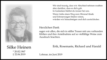 Anzeige von Silke Heinen von Kölner Stadt-Anzeiger / Kölnische Rundschau / Express