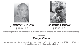 Anzeige von Teddy Ohlow von  Schlossbote/Werbekurier 