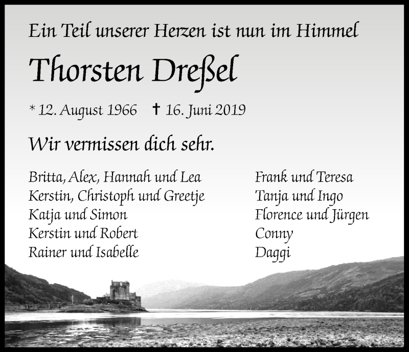  Traueranzeige für Thorsten Dreßel vom 22.06.2019 aus Kölner Stadt-Anzeiger / Kölnische Rundschau / Express