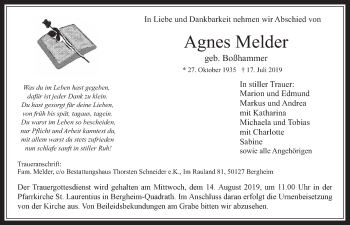 Anzeige von Agnes Melder von  Werbepost 