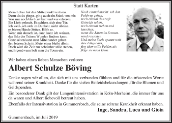 Anzeige von Albert  Schulze Böving von  Anzeigen Echo 