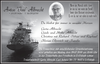 Anzeige von Anton Albrecht von  Werbepost 