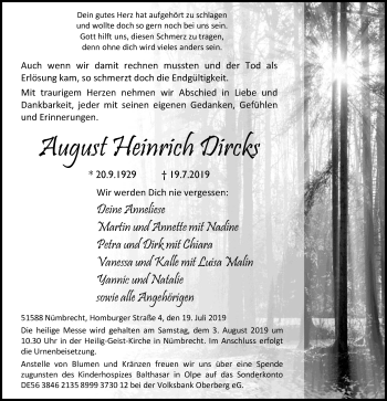 Anzeige von August Heinrich Dircks von  Lokalanzeiger 
