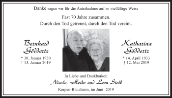 Anzeige von Bernhard Göddertz von  Sonntags-Post 