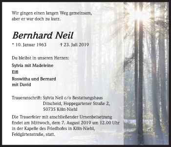 Anzeige von Bernhard Neil von Kölner Stadt-Anzeiger / Kölnische Rundschau / Express