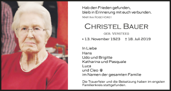 Anzeige von Christel Bauer von  Bergisches Handelsblatt 
