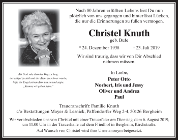Anzeige von Christel Knuth von  Werbepost 