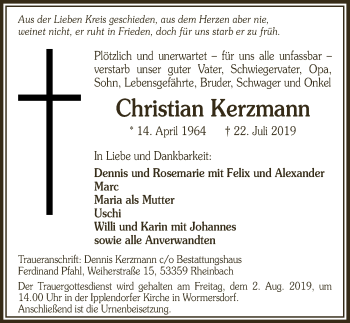 Anzeige von Christian Kerzmann von  Schaufenster/Blickpunkt 