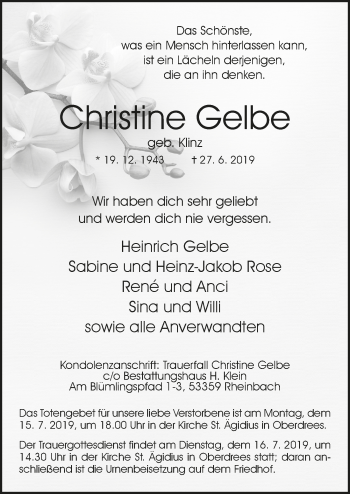 Anzeige von Christine Gelbe von  Schaufenster/Blickpunkt 